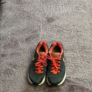 Nike Black and Red Sneakers with Yellow Swoosh